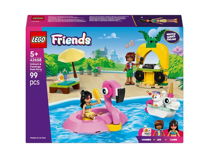 LEGO® Friends - Fête dans la Piscine avec les Bouées Licorne et Flamant Rose, Jeu de Construction - 42658