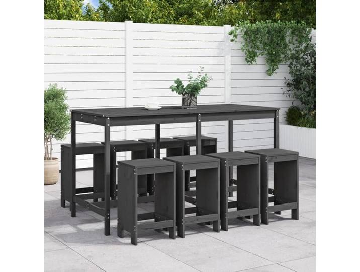 Ensemble de bar de jardin 9 pcs gris bois de pin massif ensemble de pub ensemble de bar de patio ensemble de table 3157759