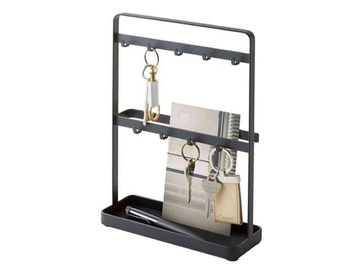 YAMAZAKI 2778 SMART Support de crochet de clé\, noir\, acier\, design minimaliste\, 20 x 7\,5 x 27 cm (LxPxH)