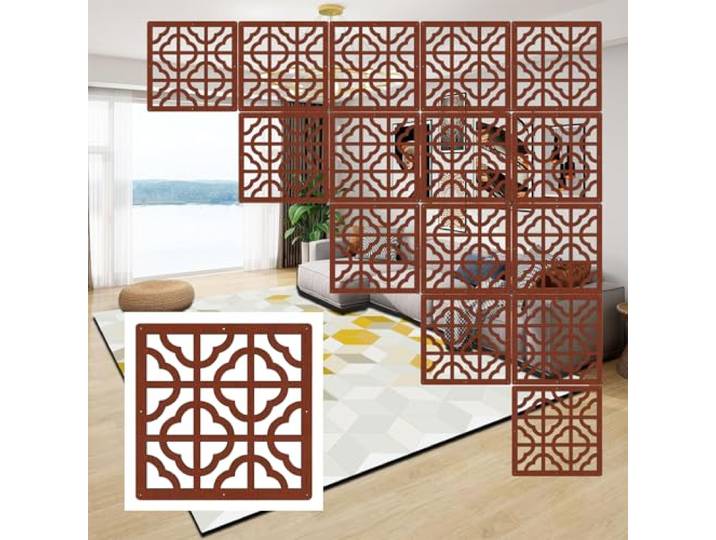 SCMYZLYD Hängende Raumteiler, Wood Plastic Hanging Room Divider Panels Hollow Multicolor Pack of Multiple Sizes(Red,23Pcs)