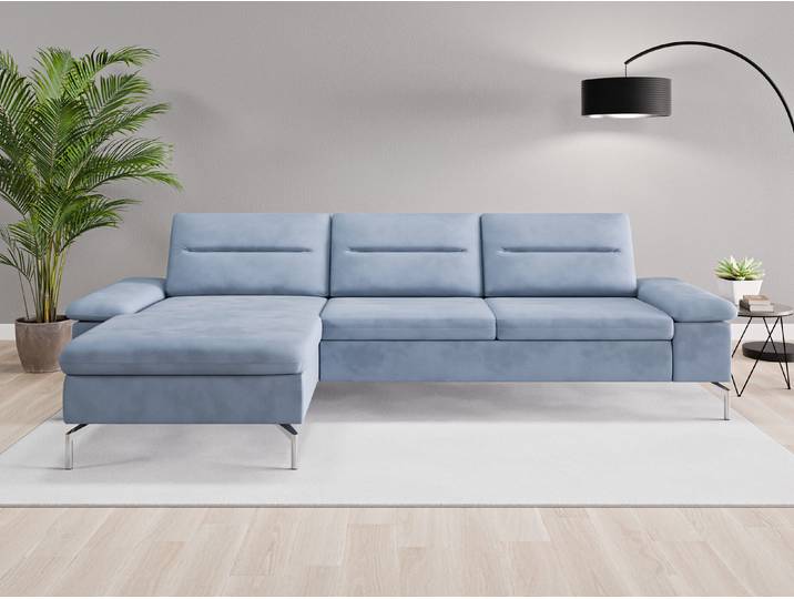 Ecksofa Rio Nr. 1 links - Blau (Jeansblau) - Vintage Velours