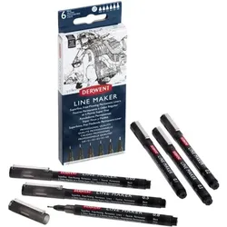 DERWENT 6er-Set Fineliner »Line Maker« schwarz