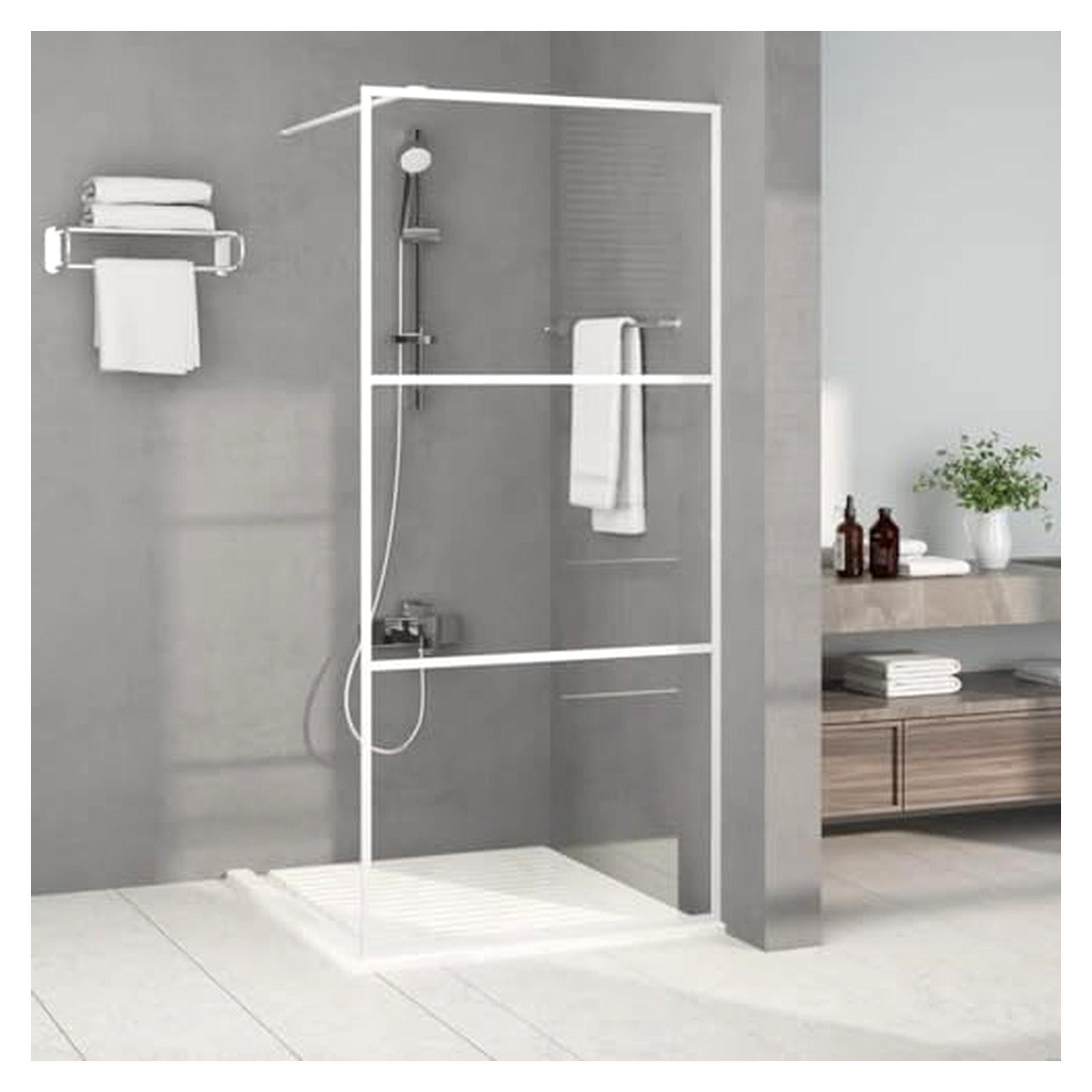 Duschwand für Begehbare Dusche Wei? 90x195 cm ESG-Klarglas Duschwand Badezimmerzubeh?r Model152121