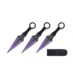 Wurfmesser Kunai 3er Set lila