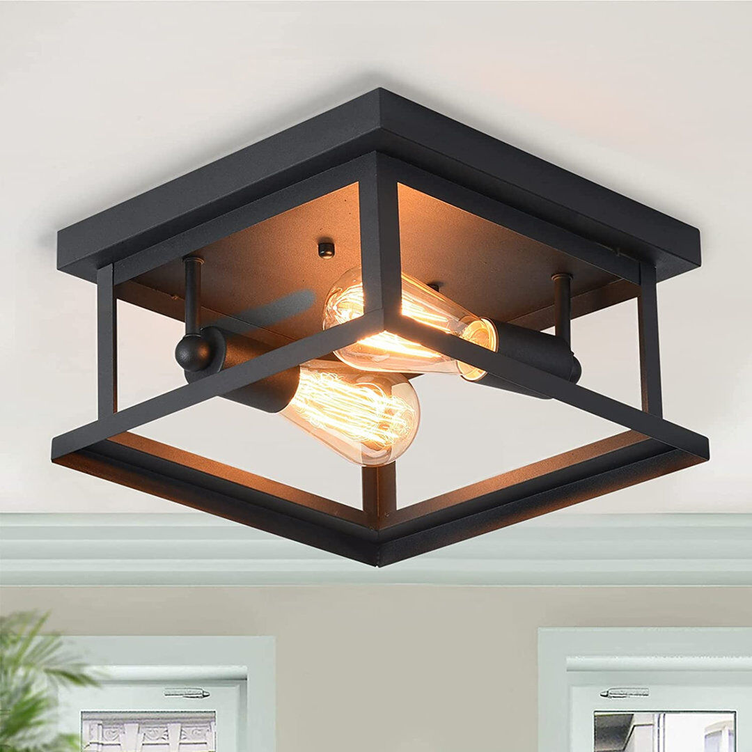 Borough Wharf Jessie 2-Light 28cm Flush Mount Black 15cm H X 28cm W X 28cm D
