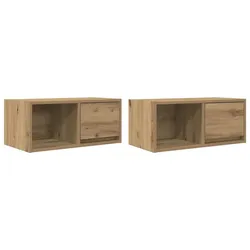 Helloshop26 - 2er-Set ergonomische Wand-TV-Möbel 60 x 31 x 25,5 cm aus Holzwerkstoff Eiche handgefertigt