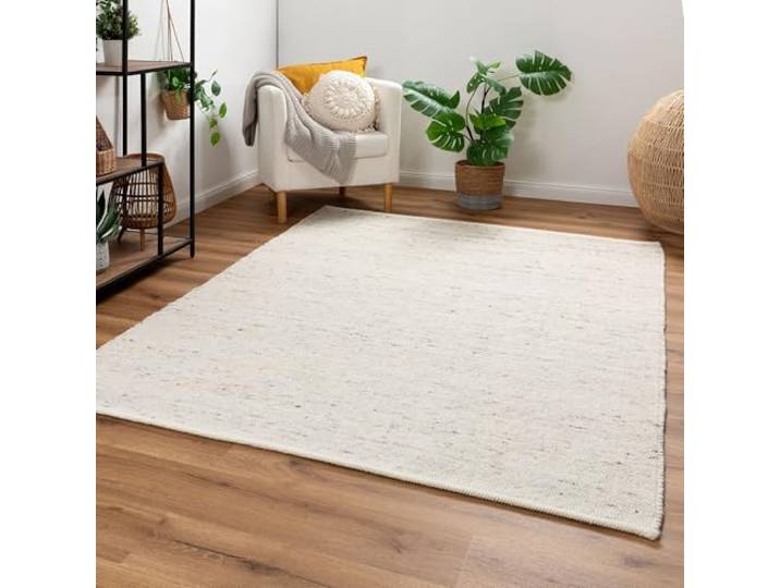 Steffensmeier Handweb Teppich Paros gewalkte Schurwolle Natur, handgewebt, Größe: 80x150 cm