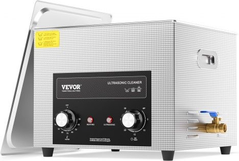 VEVOR Ultrasone Reiniger 15 L met verwarmingstimer en mandje, Professionele Digitale Sonische Cavitatiemachine, 360 W, Zilver