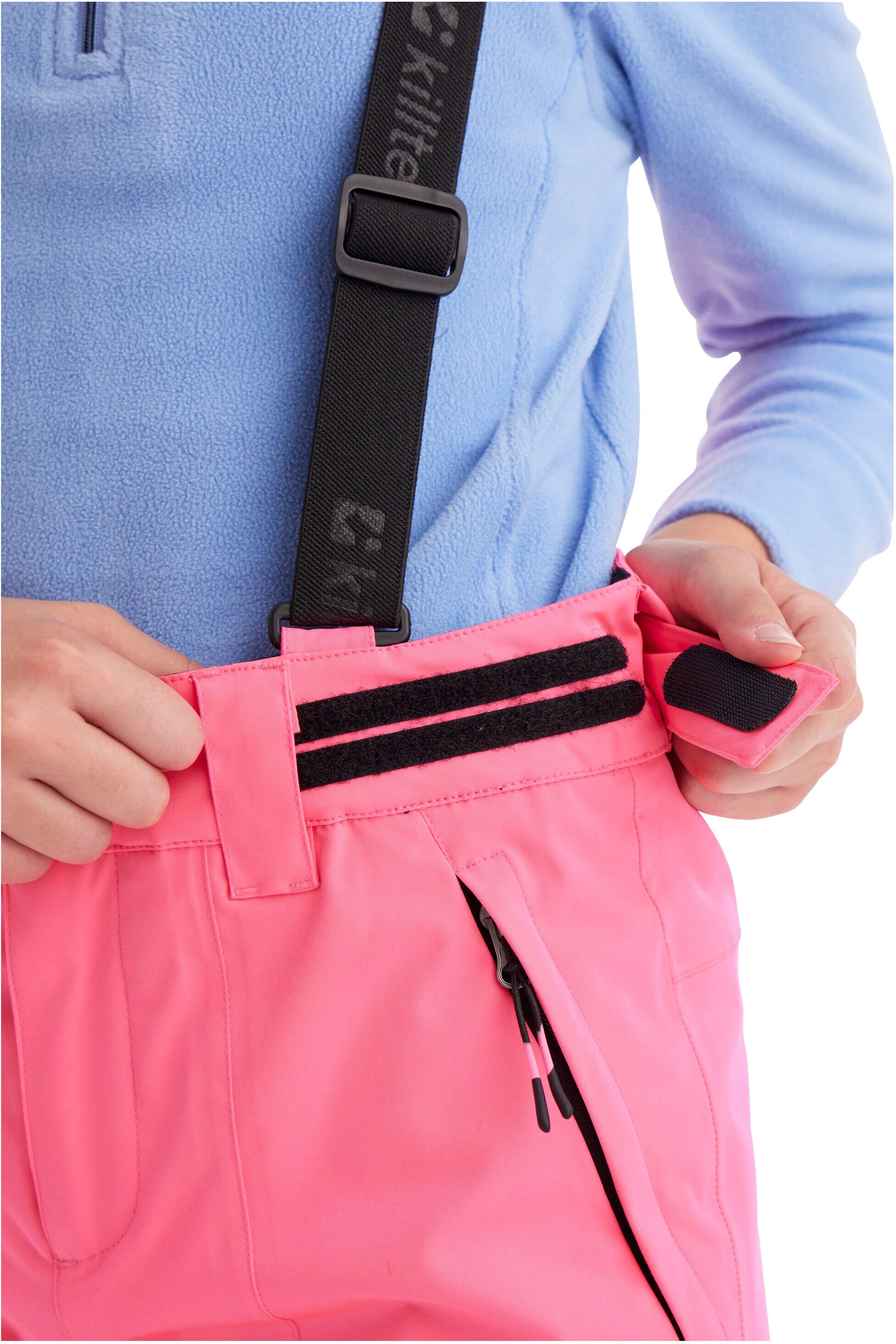 Skihose KILLTEC "Girls Skihose 242", Mädchen, Gr. 140, Normalgrössen, pink (neonpink), Obermaterial: 100% Polyester.Futter: 100% Polyester.Füllung: 100% Polyester, Hosen Skihose, Wasserdicht, atmungsaktiv, abnehmbare Träger, rutschfester Schneefang neonpi