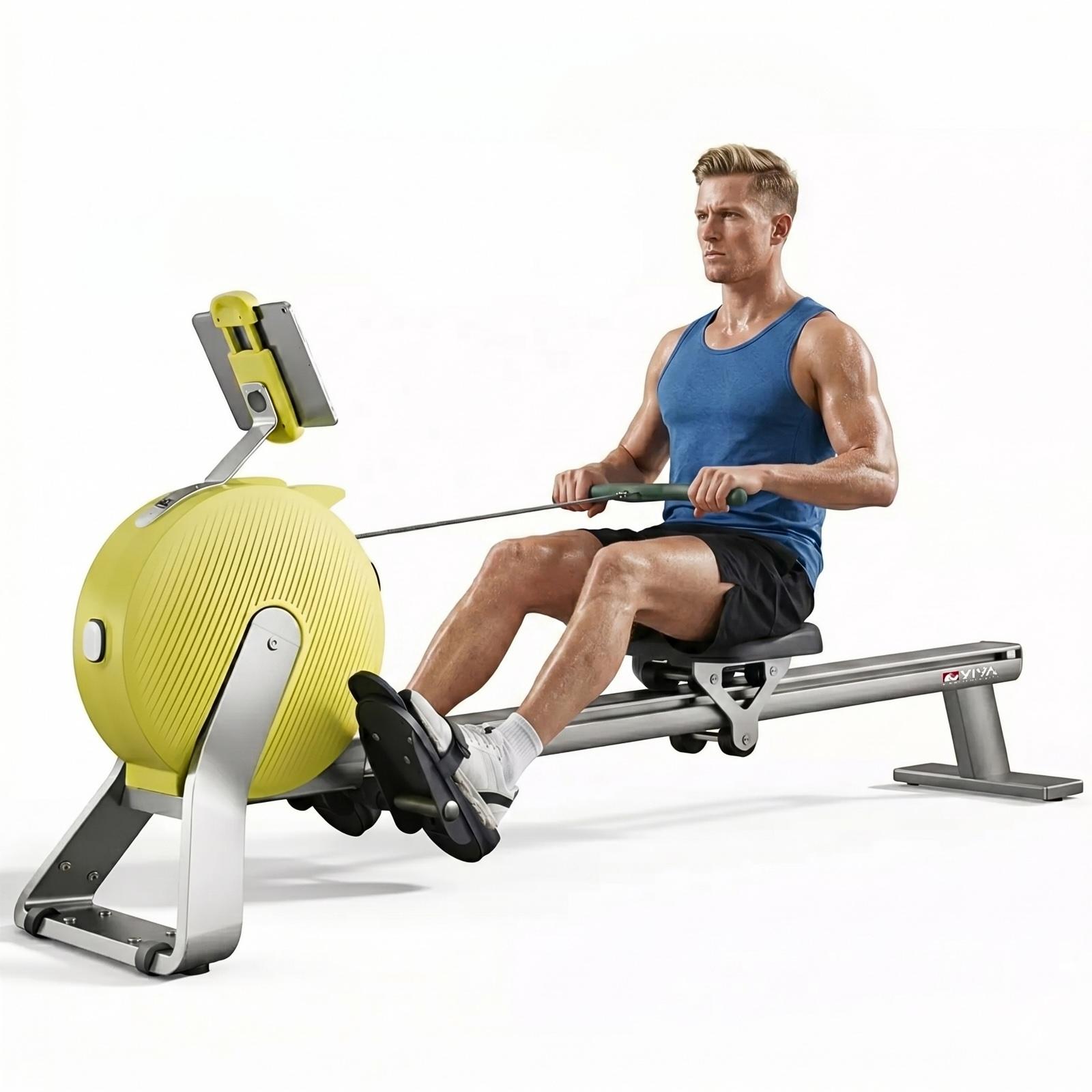 AsVIVA RA20 Rudergerät Heimtrainer, 32 Widerstandsstufen, automatische Widerstandssteuerung, Bluetooth, App-Anbindung, Ganzkörpertraining, gelb