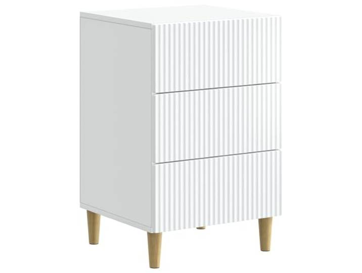 LMTYOENFG Nachttisch Weiß mit 3 Schubladen 43x41x66,5 cm Holzwerkstoff Praktischer Beistellschrank fürs Schlafzimmer: blickdichter Stauraum für Brille und Abendlektüre direkt am Bett.