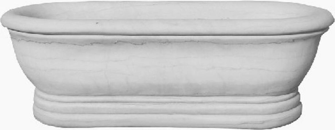 Casa Padrino Luxus Barock Badewanne Weiß 160 x 88 x H. 53 cm - Freistehende Marmor Badewanne - Barock Bad Accessoires - Edel & Prunkvoll