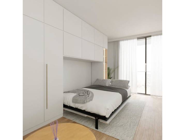 Wallbedking Morphy Integrated Lit Escamotable Rabattable et Gain de Place Modulaire et Pliant 135x190 cm Horizontal