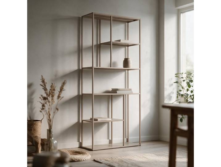 Bibliothèque 5 étagères métal taupe