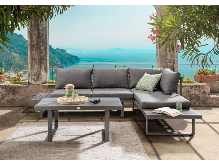 Gartenlounge-Set DESTINY SEA POINT Multifunkt.-Loungeset anthrazit, Tisch: 110x58x45/68cm , grau (anthrazit), Aluminium, Sitzmöbel-Sets, Gartenlounge-Set, Aluminium, Topseller