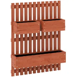 Outsunny Wandmontierte Holz-Gartenpflanzkästen mit Gitter, Drainagelöchern und 3 beweglichen Pflanzkästen, Hochbeet für Terrasse, Braun