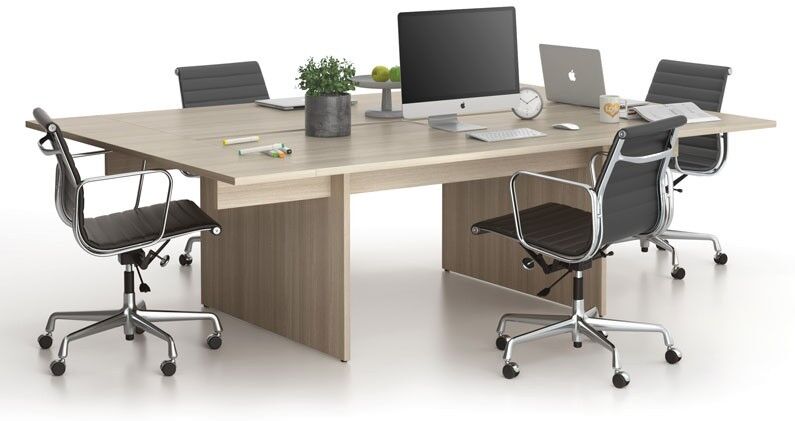 B2B Partner Büroschreibtisch SOLID Double + 2x Verlängerung, 240x165 cm, Eiche natur