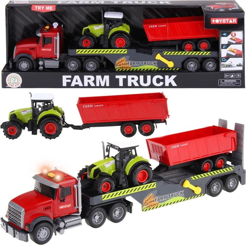 Nobo Kids TIR-vrachtwagen met aanhanger en tractor voor kinderen vanaf 3 jaar