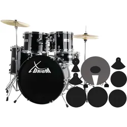 XDrum Semi 22" Standard Schlagzeug Midnight Black Set + Dämpfer