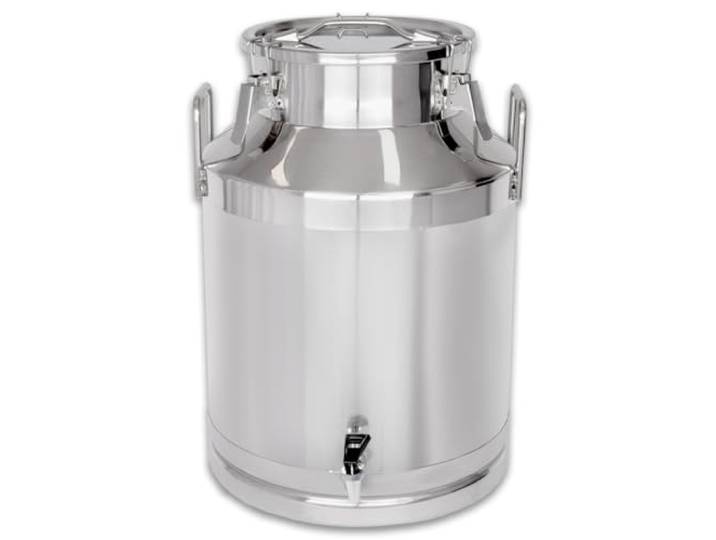 Beeketal 'BMK-50A' Milchkanne Transportkanne 50 Liter aus Edelstahl mit Ablasshahn, auslaufsicherer Deckel mit Dichtung und Spannverschluss - Molkerei Milch Kanne zum Transport oder zur Aufbewahrung