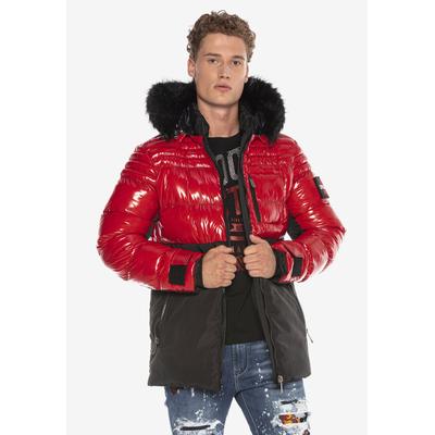 Parka CIPO & BAXX "Jacke", Herren, Gr. M, rot, Stoff, 100% Polyester, unifarben, regular fit normal, Jacken Parka, im Kontrastdesign
