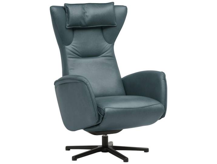 Valdera Relaxsessel, Graublau, Metall, Echtleder, Nappaleder, Longlife-Leder, 75x106x86 cm, Goldenes M, Fussart wählbar, Lederauswahl, Stoffauswahl, Relaxfunktion, Herz-Waage-Funktion, Wohnzimmer, Sessel, Relaxsessel