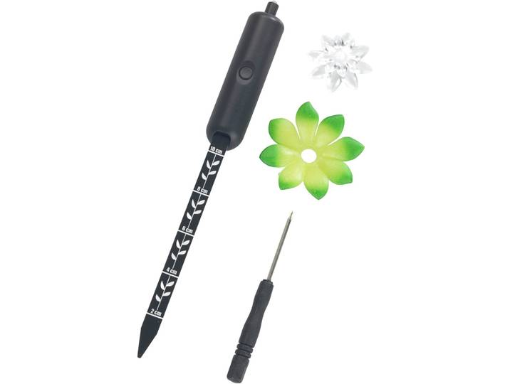 Pflanzenlampe MAXIMEX Modell Pflanzen-Alarm , schwarz, H:19cm L:5cm, Leuchten, Pflanzenlampe, LED Boden-Feuchtigkeitsmesser für Pflanzen mit Ampelsystem