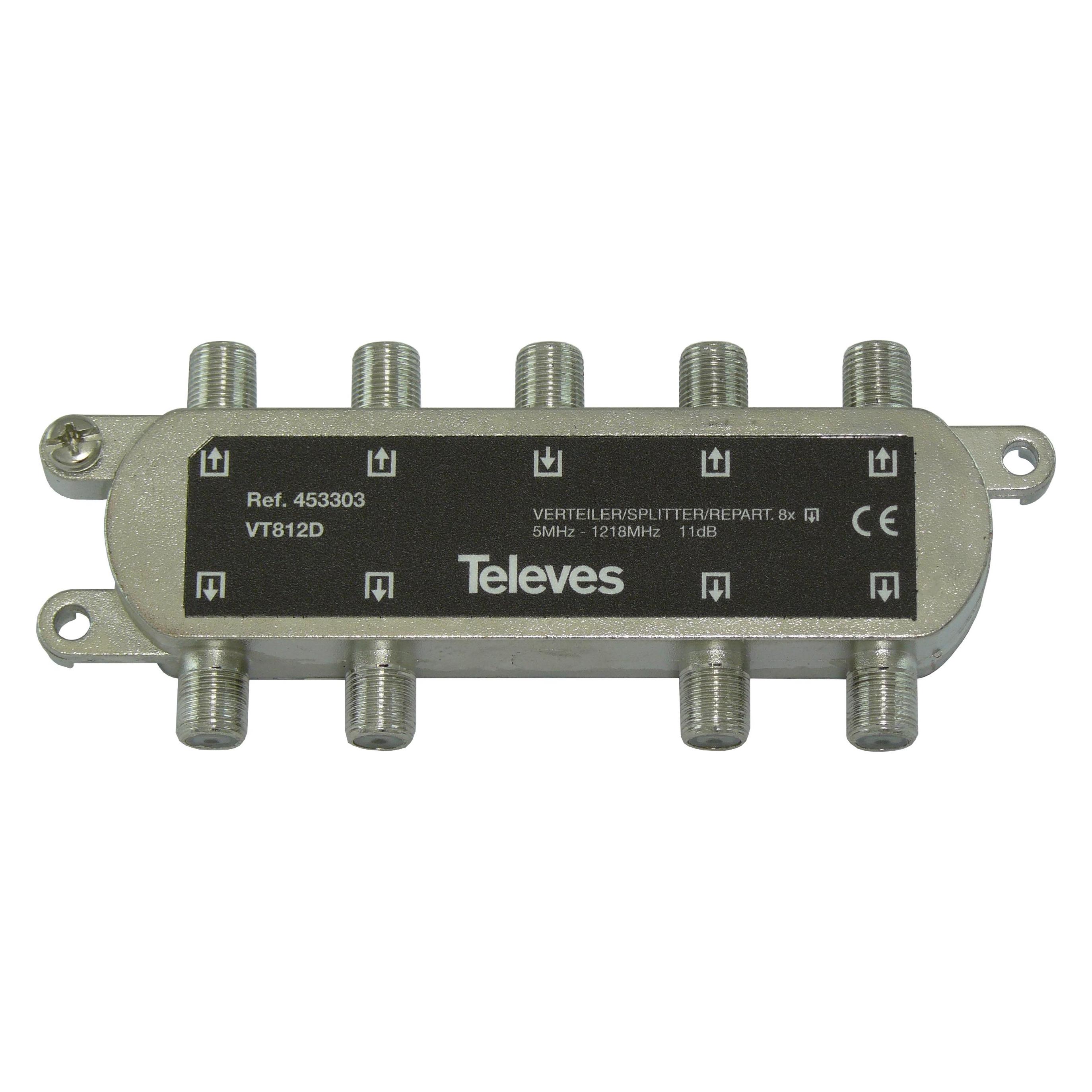 Televes VT812D 8-fach Verteiler 5-1000MHz VD:12dB 453303 (VT812D) (Antennenkabel) (453303)