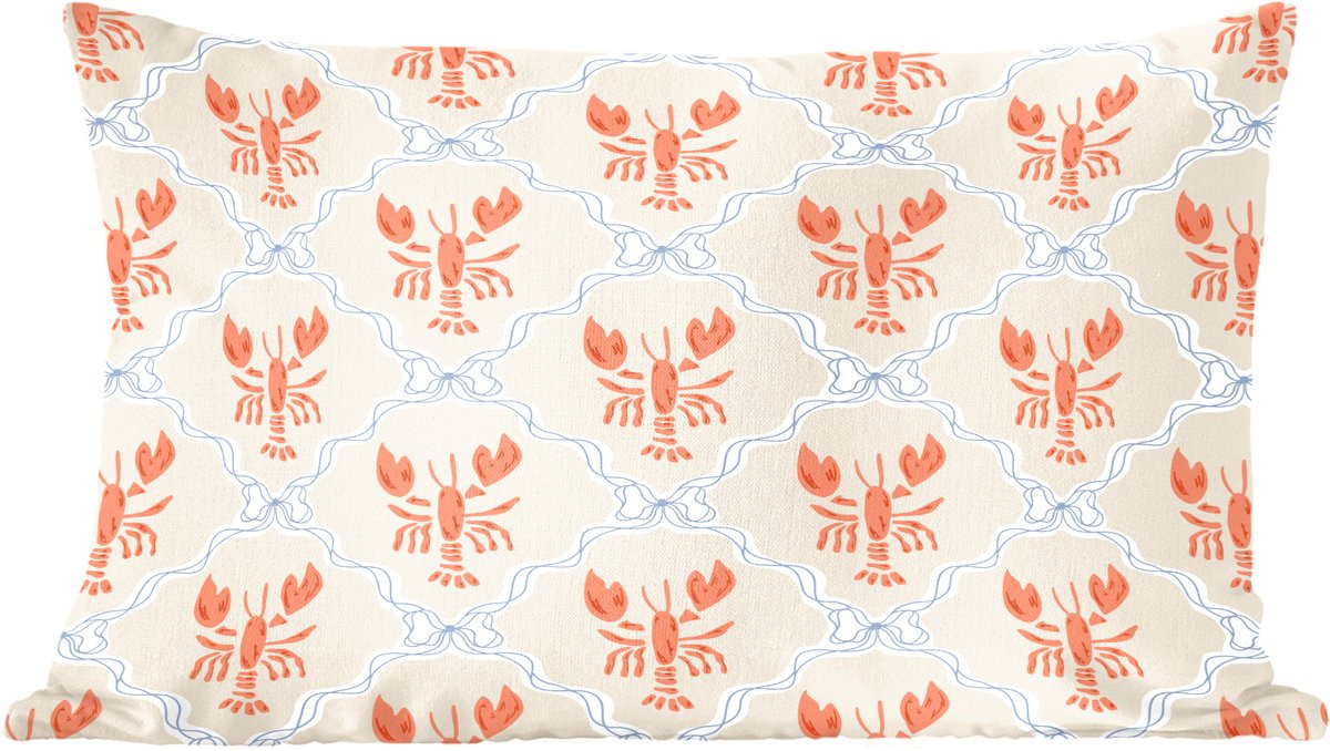 PillowMonkey Sierkussen Zee Kreeft Blauw Geel Oranje 60x40 cm