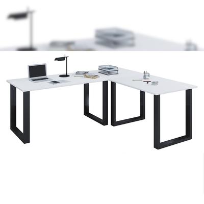 VCM Büromöbel Eckschreibtisch Lona 80 cm U Alu Schwarz