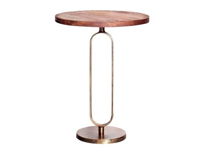 Beistelltisch ELEGANCE 45cm - natur - Mangoholz - angenehme Haptik Massiv, Handgefertigt, hochwertig, individuelle Maserung, 30 kg Belastbarkeit, Unikat, Aluminiumgestell