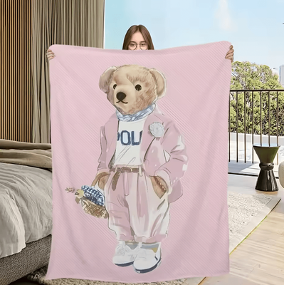 Inspire Curations Cute Bear Soft Plush Flannel Throw Blanket z9 gait125x150cm