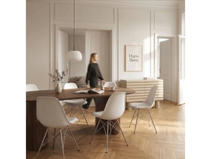 Haris Børn® Esszimmerstühle (8er Set) Weiß, Gestell Chrom - Schalenstuhl aus Kunststoff - Stühle Esszimmer, Esstisch Stühle & Küchenstühle - Esszimmerstuhl 30 Tage risikofrei testen