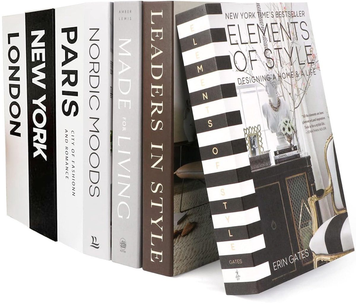 Dailygoods Decoratieve Boeken Set van 7 - Opvouwbare Kunstboeken - Zwart/Wit - Esthetische Woondecoratie