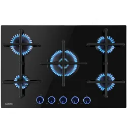 Klarstein Illuminosa 5 Gaskochfeld 5-flammig Sabaf-Brenner Glaskeramik Schwarz