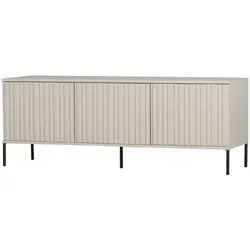 TV Board Gravure Kiefernholz, modernes Design mit Push-to-Open, hellgrau Dust, 150 cm