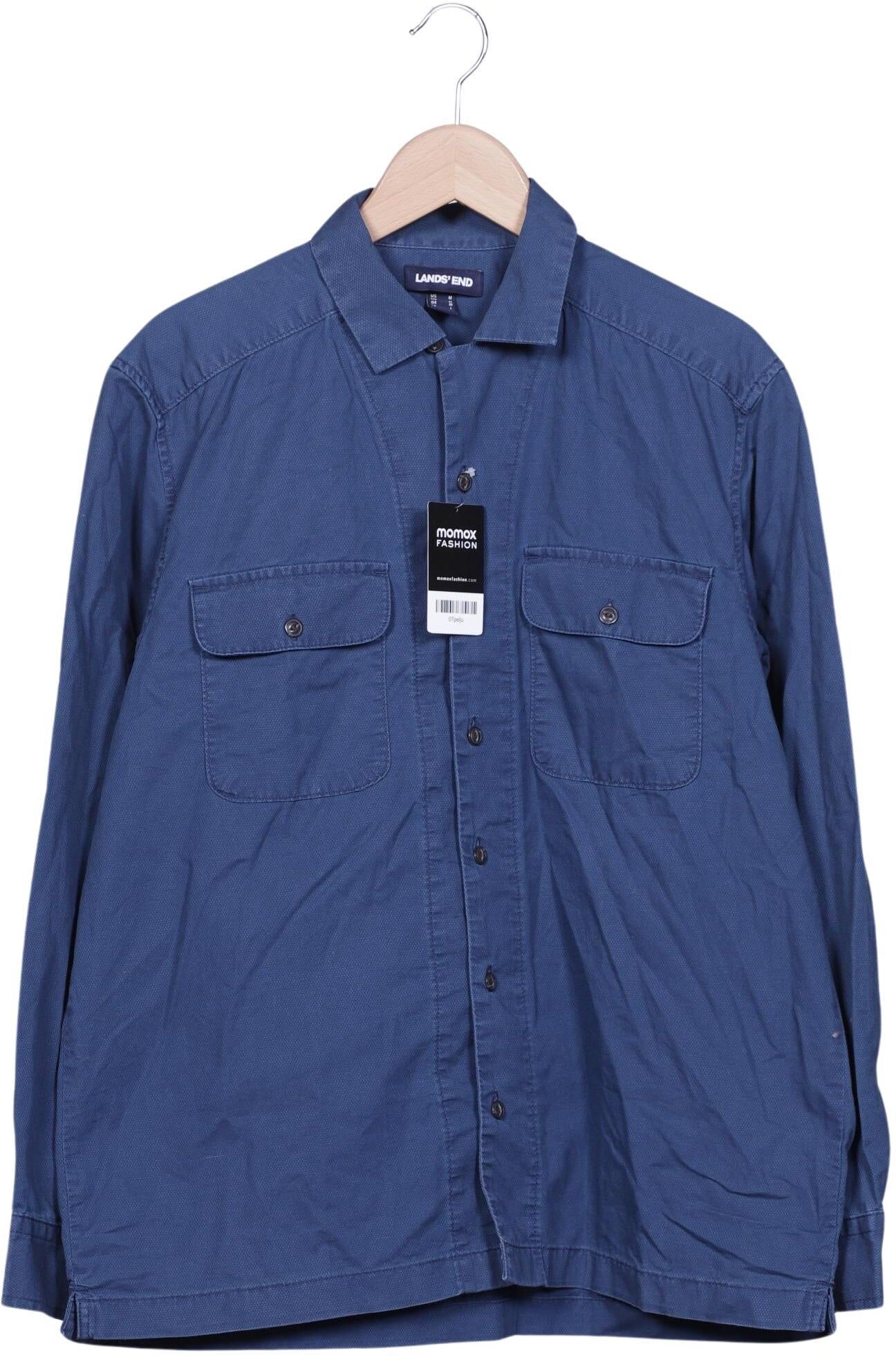 Lands End Herren Hemd, Blau, Gr. M, Baumwolle - Second Hand