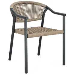 4er-Set Gartenstuhl Canaris - Aluminium Anthrazit, Polyrattan Natur, mit Armlehnen, stapelbar