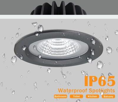 On Spot Shop IP65 Waterproof LED Recessed Ceiling Light Round Downlight, Spot Light For Sauna, Steam Bath, Kitchen Bathroom white white 12w
