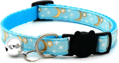 Inspire Curations LunaCharm Gold Star & Moon Adjustable Pet Collar sky Blue
