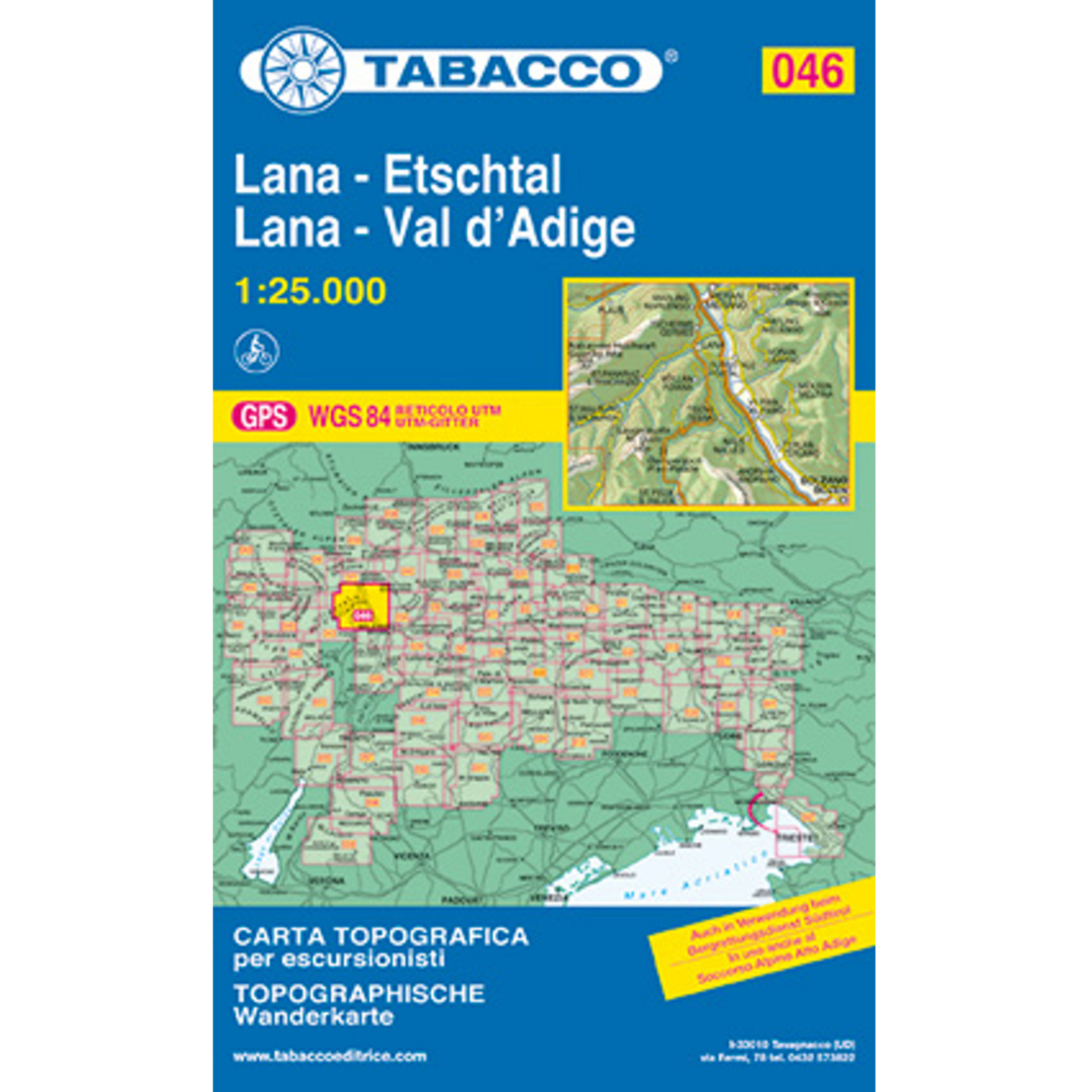 Tabacco Lana - Etschtal 046 Wanderkarte Topografische Karten