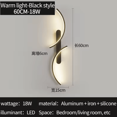 Inspire Curations Modern C Shape LED Wall Sconce 60cm tricolor No Rc right