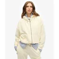 Superdry für Damen. W2012369A Kapuzensweatshirt mit Reißverschluss Velour Gebrochenes Weiß (S), Lässig, Baumwolle