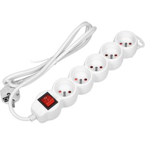 Orno Steckdosenleiste OR-AE-13150, mit 1,5m Kabel, 5-fach in weiß, mit Schalter