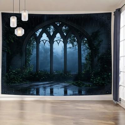 Uplift Treasures Gothic Window Landscape Wall Tapestry 8 130x150cm51x59in