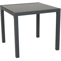 SVITA Gartentisch aus Aluminium mit Glasplatte Balkon-Tisch Gartenmöbel Grau