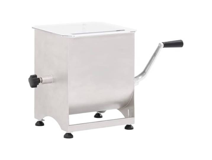 vidaXL Fleischmischer mit Getriebe Menger Gastronomie Fleischmixer Mischer für Fleischerei Fleisch Mixer mit Handkurbel Marinator Silbern Edelstahl
