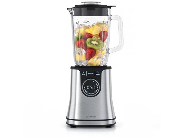 Arendo - Standmixer Glas - Hochleistungsmixer 1400 mit Glasbehälter - 1,7 Liter Glasbehälter – Edelstahl - 3 Programme Ice Crush Smoothie Milkshake – 6-flügeliges Messer – Display