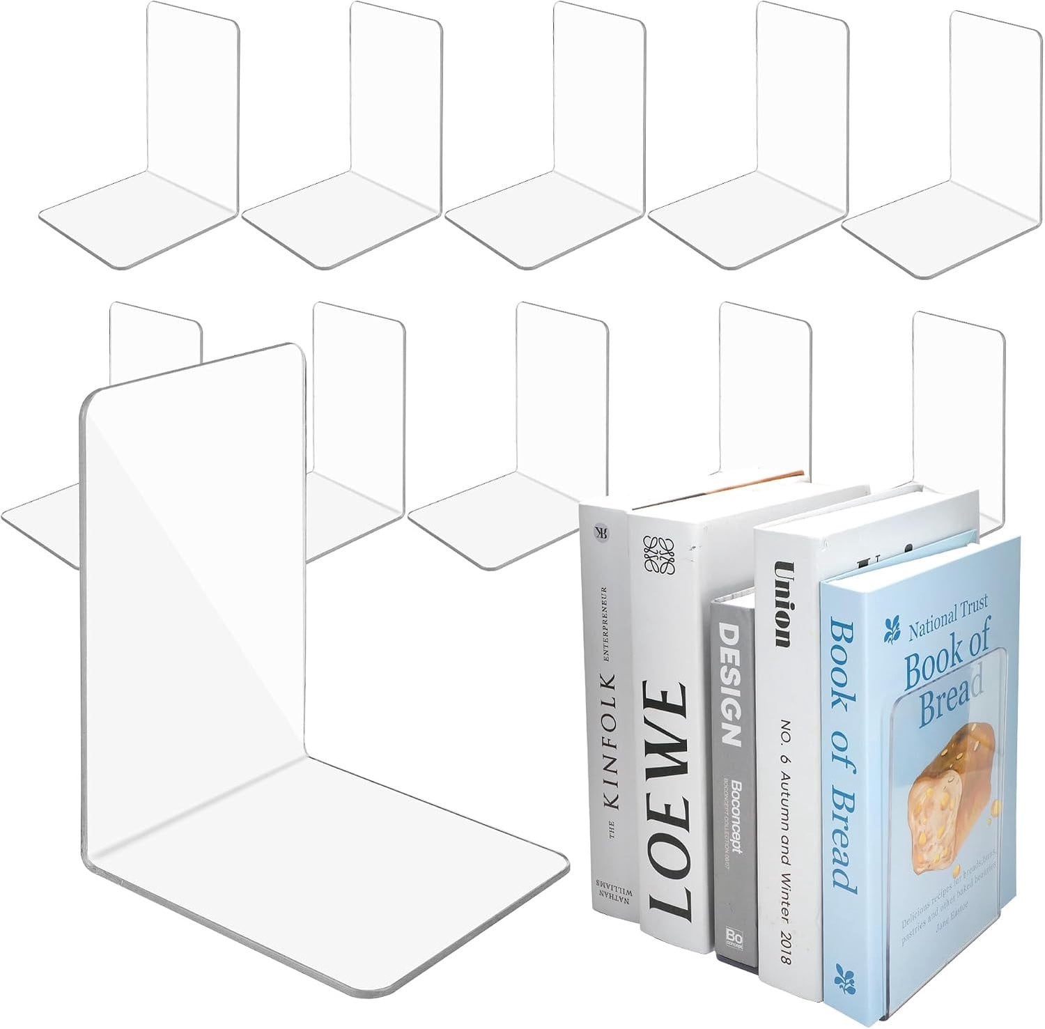 12x Transparante Acryl Boekensteunen - Stijlvolle Boekhouder