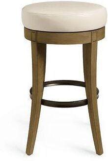 "Aiken Backless Swivel Bar & Counter Stool - Bar Height (29-3/4"" Seat), Harvest, Leather, Harvest/Marbled Bone/Bar Height - Grandin Road"